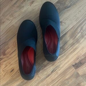CROCS Black and Red Slip-On Loafers